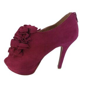 Charlotte Russe Heels Stiletto Womens Size 8 Hot Pink Faux Suede Flower Design